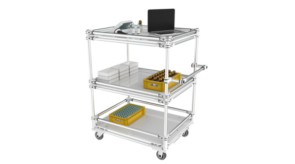 TRILOGIQ 3-stöckiger Trolley mit 4 Anschlägen pro Ebene, 49D-2