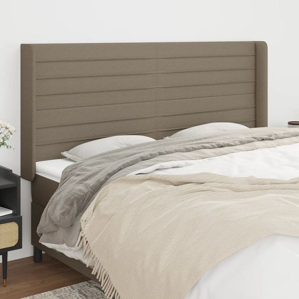 vidaXL Kopfteil mit Ohren Taupe 163x16x118/128 cm Stoff, 3119730