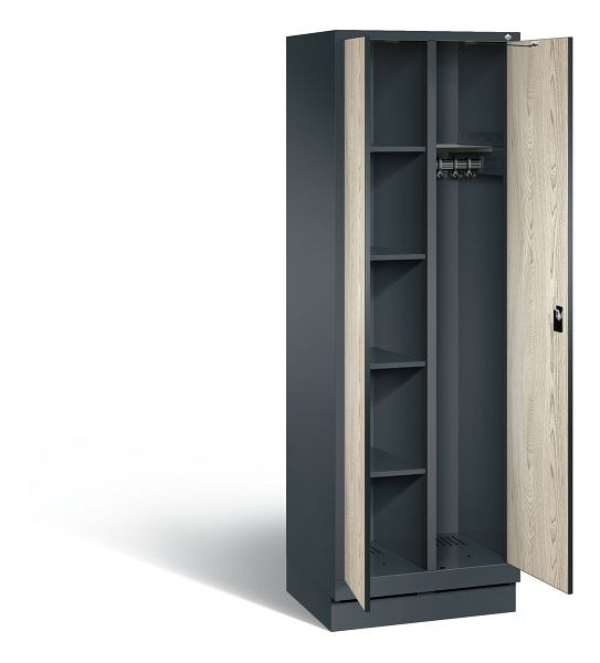 C+P Putzmittel-Spind Evolo, H1800xB610xT500mm, Farbe: Anthrazitgrau / Dekor Sen-Esche, 48160-20 S10140