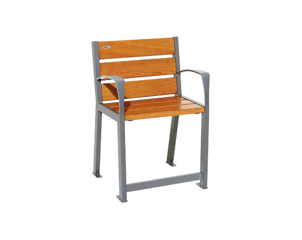 Procity Stuhl Silaos Für Senioren 6 Holzlatten, Mit Armlehne, Holz & Stahl, helle Eiche/Procity Grau, 209620.GPRO.CHEC