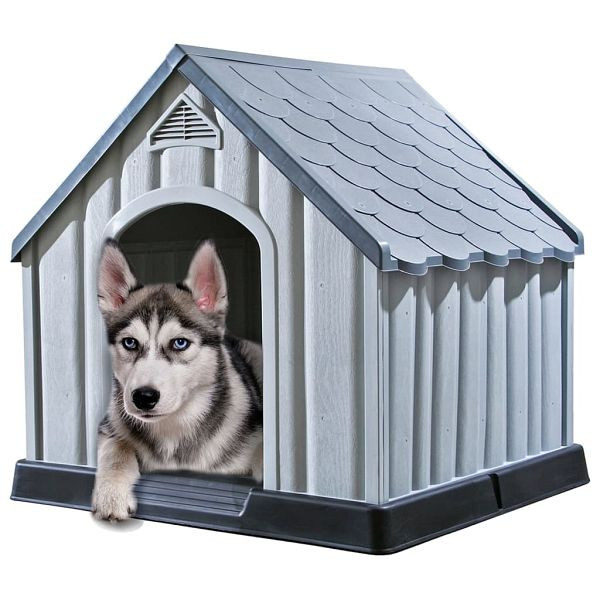 vidaXL Hundehütte Grau 92x87x91 cm Kunststoff, Tür 35,5 x 53 cm, 337894