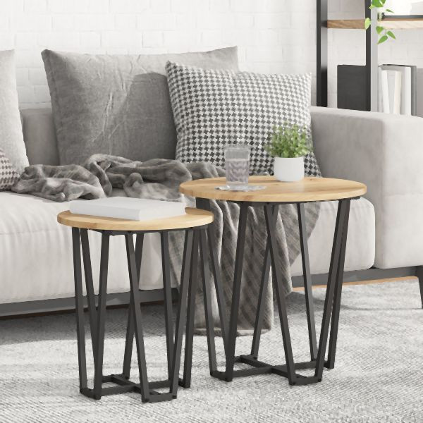 vidaXL Beistelltisch 2er Set aus Artisan Eiche, Holzwerkstoff und Metall, 869725