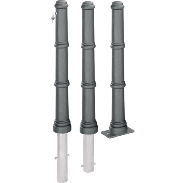 Stein HGS Pfosten -Klassik- Ø 85 mm, Heraushebbar, mit Sicherheitsschloss, verschiedenschließend, Schließung oben, zum Einbetonieren und 2 Schlüssel, mit 2 Ösen, 38103-02