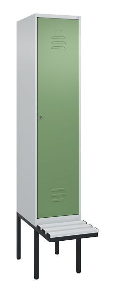 C+P Umkleidespind Classic PLUS, 2120x400x815mm, 7035/6011, Zylinderschloss, je 2 Doppel-Haken, 0800407-12F S10021