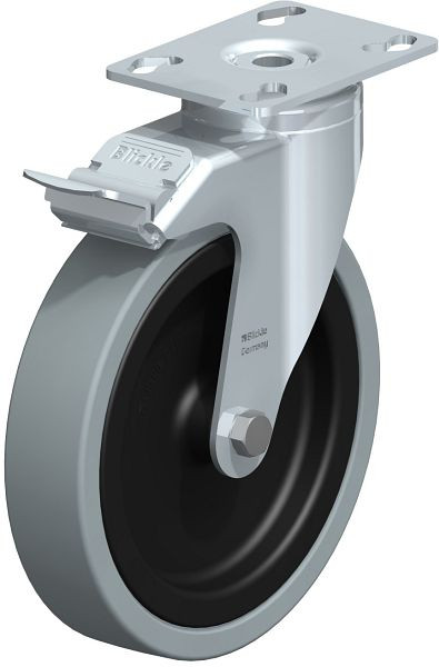 Blickle LKPA-VPA 150G-FI Apparate-Lenkrolle mit Anschraubplatte & Feststeller, Vollgummi, Grau, 289090