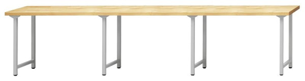 ANKE Werkbänke Arbeitstisch; 4050 x 800 x 890 mm; RAL 7035; Buche-Massiv-Platte 40 mm, 401.501