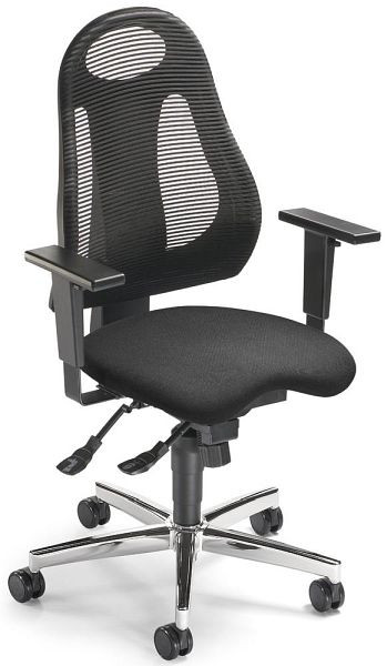 Deskin Bürostuhl SITNESS 65 NET mit Armlehnen, Fußkreuz Stahl verchromt, Netzrücken/Sitz: schwarz/schwarz, 287273