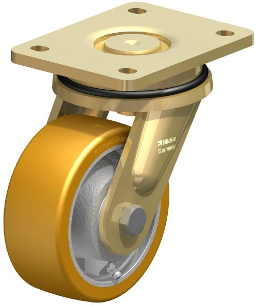 Blickle LS-GTH 127K Stahlgeschweißte Schwerlast-Lenkrolle, schwere Drehkranz-Ausführung, Blickle Extrathane®, Hellbraun, 267260