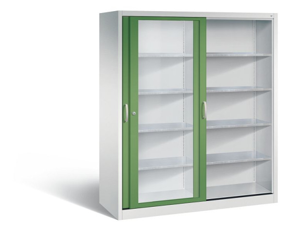 C+P Schiebetürenschrank Acurado, H1950xB1600xT600mm, Farbe: Lichtgrau / Resedagrün, Bügelgriff, 2169-055 S10011