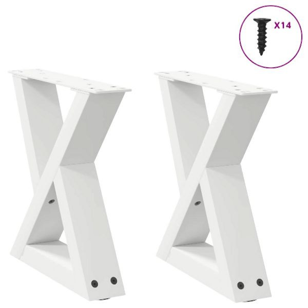 vidaXL Couchtischbeine 2 Stück Weiß 30x(30-31,3) cm Stahl, 4012677