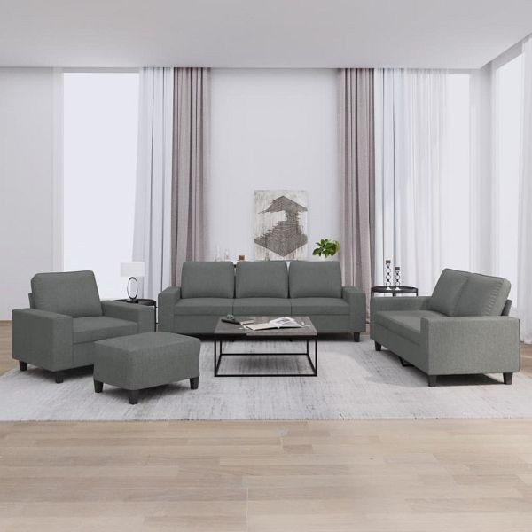 vidaXL 4-teilig Sofagarnitur Dunkelgrau Stoff, 3201875, 8721012068421