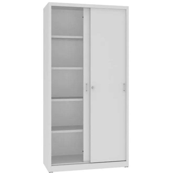 Eurobox Schiebetürenschrank, 5 Reihen von Ordnern / 4 Fachböden, 1.990 x 1.000 x 435 mm, 0651-100204