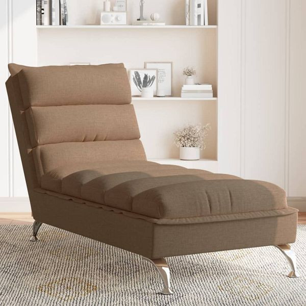 vidaXL Chaiselongue mit Kissen Braun Stoff, Füllmaterial: Schaumstoff, PP-Faser, 379471