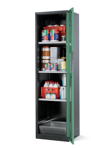 asecos Chemikalienschrank Systema CS-53RG, Korpus anthrazit, grün, 3 Einlegeböden und Bodenwanne, 202650