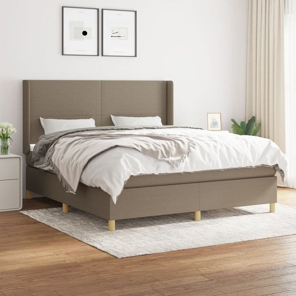 vidaXL Boxspringbett mit Matratze Taupe 160x200 cm Stoff, 3131845