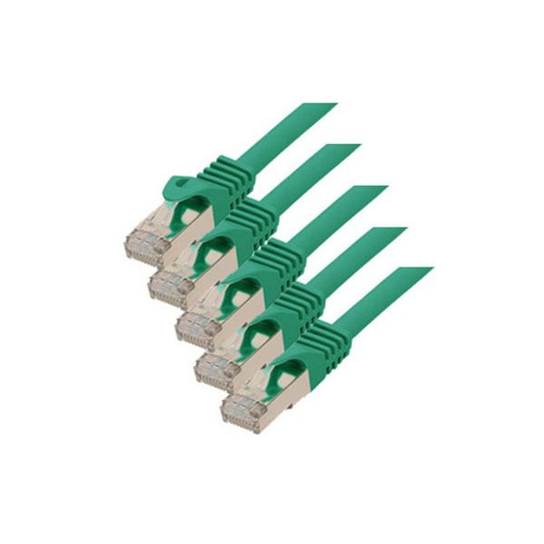 S-Conn RJ45 Patchkabel S/FTP, PIMF, Rohkabel CAT 7 Halogenfrei VE: 5 Stück, grün, 5,0m, 75515-G-SET5