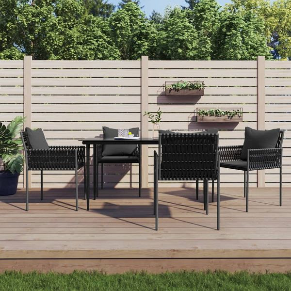 vidaXL Gartenstühle mit Kissen 4 Stück Schwarz 54x61x83 cm Poly Rattan, 3187089