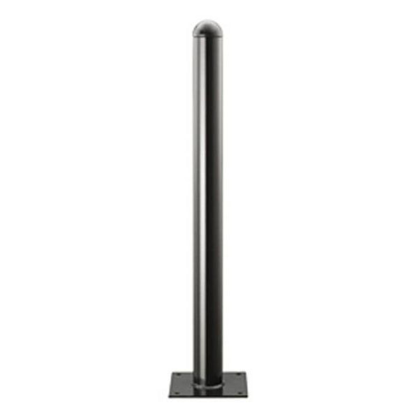 Stein HGS Stilpfosten Ø76mm, Stahl, Halbkugel, zum Aufdübeln (Bodenplatte 100x200mm), umlegbar, Profilzylinder oben, 13342-5co