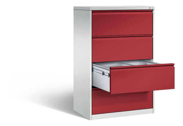 C+P Hängeregistraturschrank Acurado, H1357xB787xT590mm, Farbe: Lichtgrau / Rubinrot, Griffleiste, 12934-312 S10009