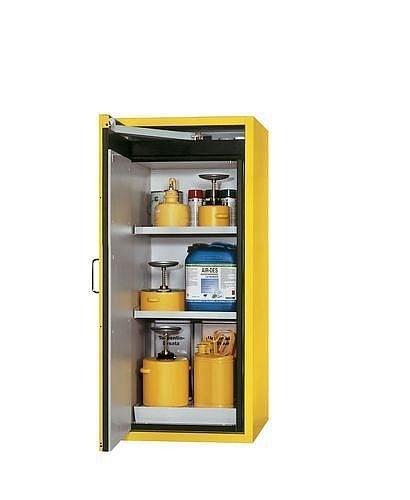 asecos Gefahrstoffschrank G-600-FP (one touch), 600 mm, 1 Boden, Tür links, gelb, 30242002