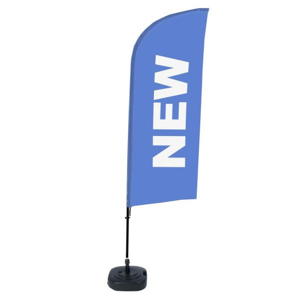 Showdown Displays Beachflag Alu Wind Komplett-Set Neu Blau Englisch, BFAW310-WT21-I77