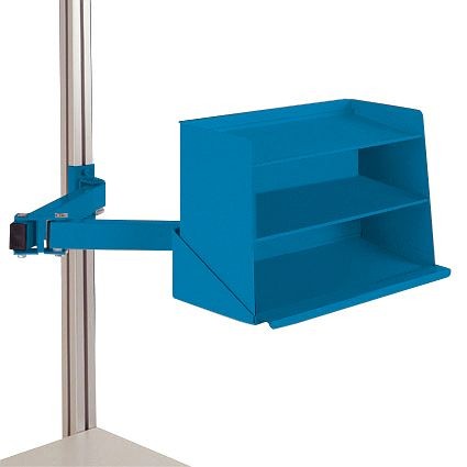 Manuflex Sichtboxen-Regal-Halter-Element für CANTOLAB und ALU mit Doppelgelenk, BxTxH= 435 x 165 x 120 mm, Brillantblau, ZB8248.5007