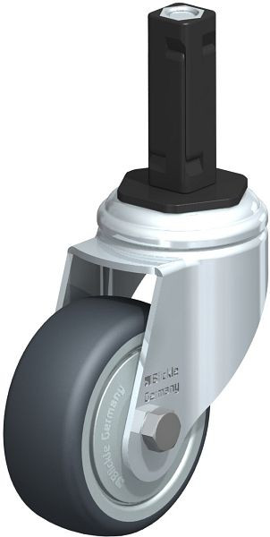 Blickle LKRA-TPA 80K-11-FK-EV12 Apparate-Lenkrolle mit Expander, Thermoplastisches Gummi-Elastomer, Grau, 847855