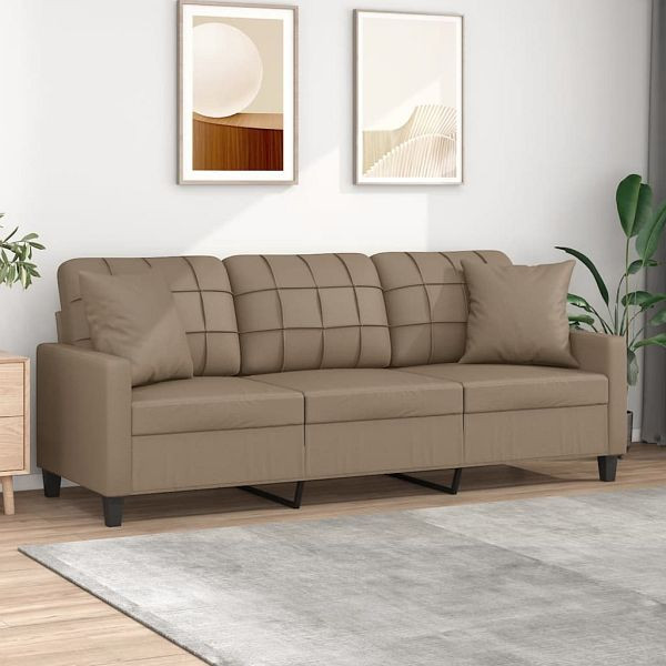 vidaXL 3-Sitzer-Sofa mit Zierkissen Cappuccino-Braun 180 cm Kunstleder, 3200812