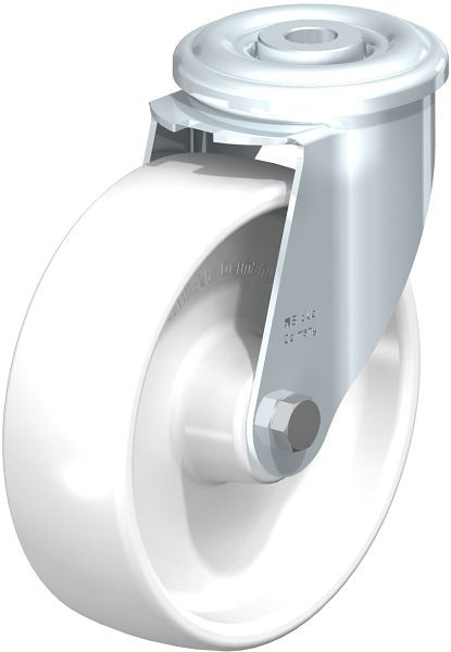 Blickle LER-PPN 125R-FA Stahlblech-Lenkrolle mit Rückenloch, Polypropylen, Weiß, 762899