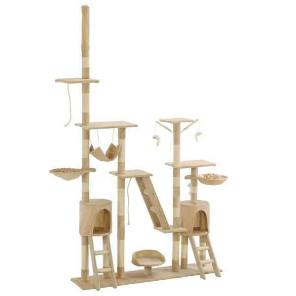 vidaXL Katzen-Kratzbaum mit Sisal-Kratzsäulen 230 - 250 cm Beige, 170619