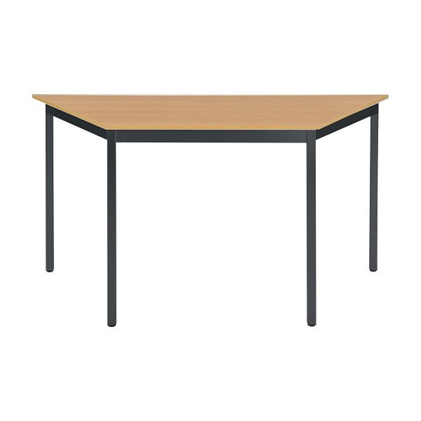 Bisley Mehrzwecktisch, Trapezförmig, Breite 1200 mm, Tiefe 600 mm, 25mm Tischstärke, 333 schwarz x BC buche, MTC25T1206BC333