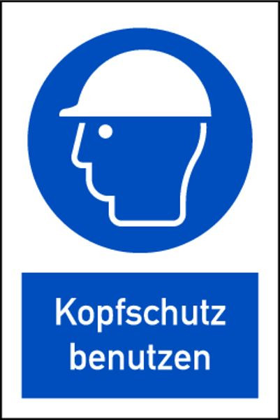 Schilder Klar Kombischild Kopfschutz benutzen DIN EN ISO 7010, 150x200 mm Folie selbstklebend, 681/31