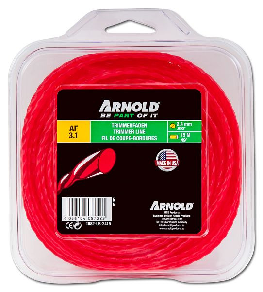 ARNOLD Trimmerfaden, rund, gedreht, rot, 2,4 mm, 15 m, 1082-U3-2415