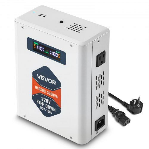 VEVOR 3000 VA Abwärtsspannungswandler, 220 V auf 110 V, 2 US-Steckdosen, USB, LCD, Temperaturschutz, DXDYZHQJY1103AUIF001V7