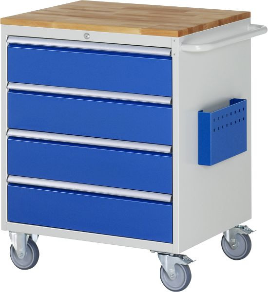 RAU Montagewagen Serie 7000, B770 x T650 x H975 mm, Buche-Massiv-Arbeitsplatte, Schubladen: 4xH180 mm, 15-XL5.1A-B.11