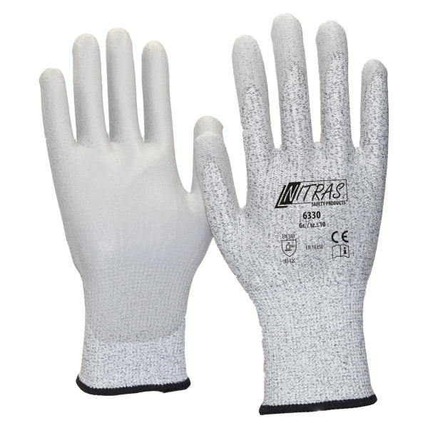 NITRAS Antistatikhandschuhe, Spezialgarn, grau, eingearbeiteter Carbonfaden, PU-Beschichtung, Größe: 6, VE: 100 Paar, 6330-6