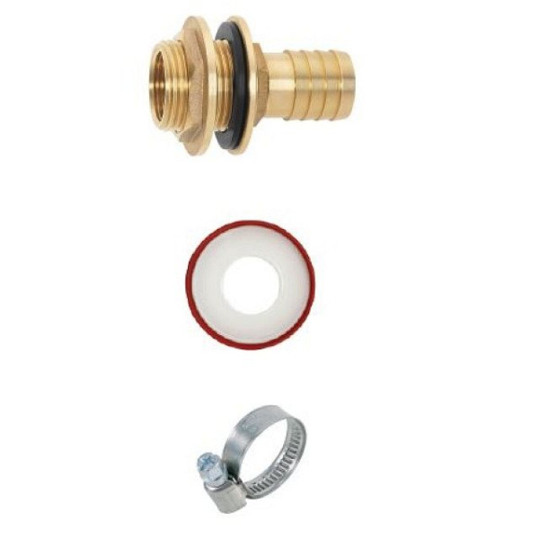 GEKA Regentonnenanschluss Set mit Tülle 1" x AG G1, Stripe, VE: 6 Stück, 30.0024.8