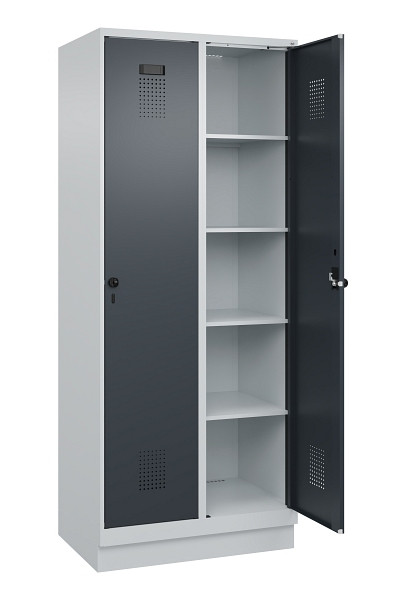 C+P Wäsche-Spind Evolo PLUS, mit Sockel, 2 Abteile, 1950x800x500mm, 7035/7016, Verschluss Drehriegel, Ablageböden 8, 049020-22B S10012