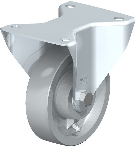 Blickle BK-G 125K-3 Stahlblech-Bockrolle, schwere Ausführung, mit Anschraubplatte, Guss, Grau, 754098