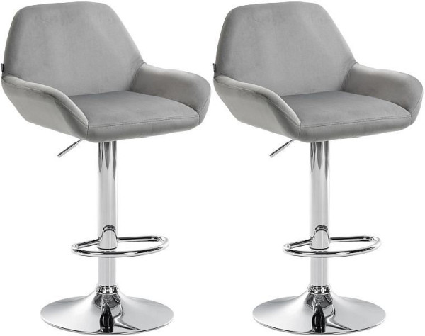 CLP Barhocker Braga Samt chrom, grau, VE: 2 Stück, 323652