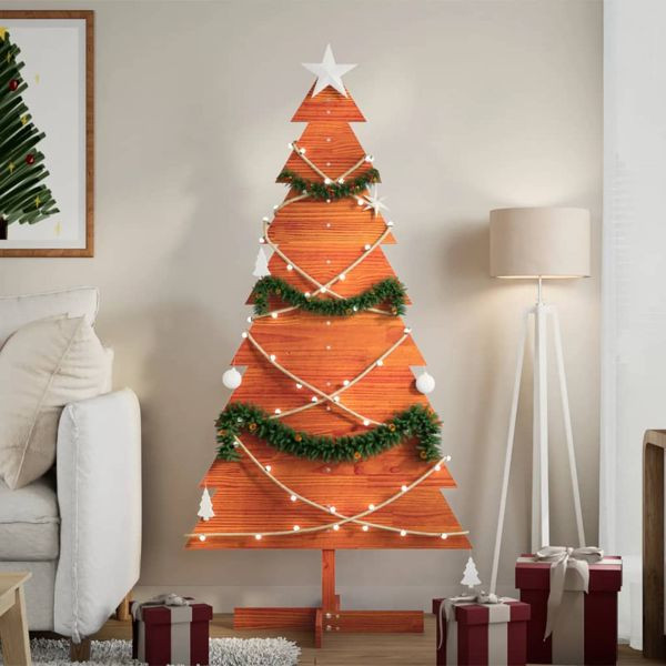 vidaXL Weihnachtsbaum zum Schmücken Wachsbraun 150cm Massivholz Kiefer, 858194