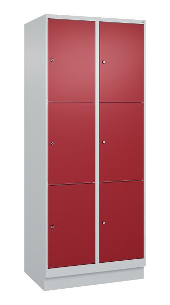 C+P Schließfachschrank Classic PLUS, Sockel, 2 Abteile mit je 3 Fächern, 1950x800x500mm, 7035/3003, 080020-223 S10001