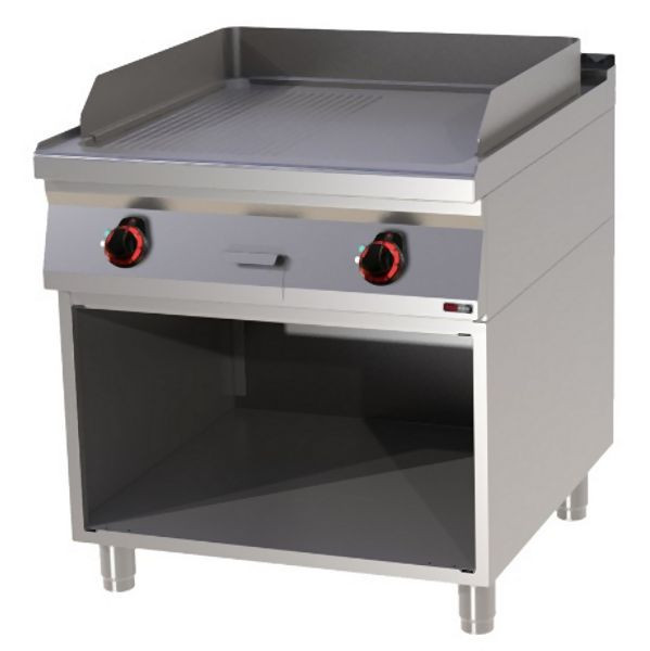 RM Thermik Serie 900, Elektro-Grillplatte mit Unterbau, 800x900x900 mm, glatte/gerillte Grillfläche, FTHR-90/80E