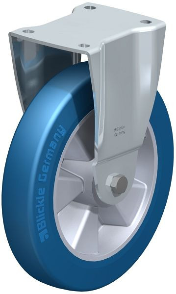 Blickle BH-ALBS 250K Stahlblech-Bockrolle, Schwerlast-Ausführung, mit Anschraubplatte, Blickle Besthane® Soft, Blau, 722892