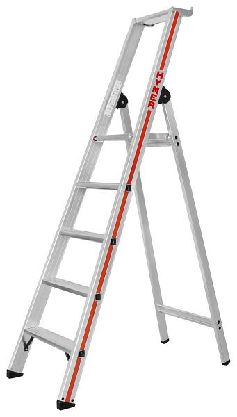 HYMER Stufenstehleiter mit Plattform, einseitig begehbar, 5 Stufen, Länge 1,95 m, Standhöhe: 1,16 m, 802605