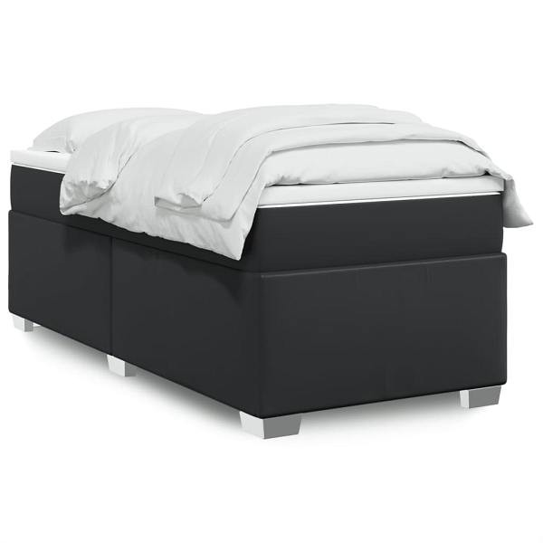 vidaXL Boxspringbett mit Matratze Schwarz 90x200 cm Kunstleder, 3285193
