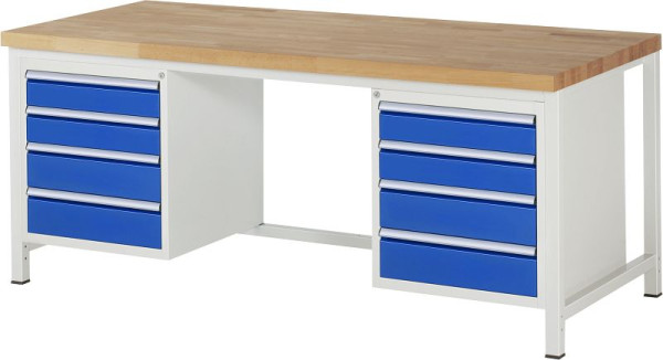 RAU Werkbank Serie 8000 - Gestell-Bauweise (Schweißgestell), 11 x Schublade, 2000x840x900 mm, 03-8181A1-209B4S.11