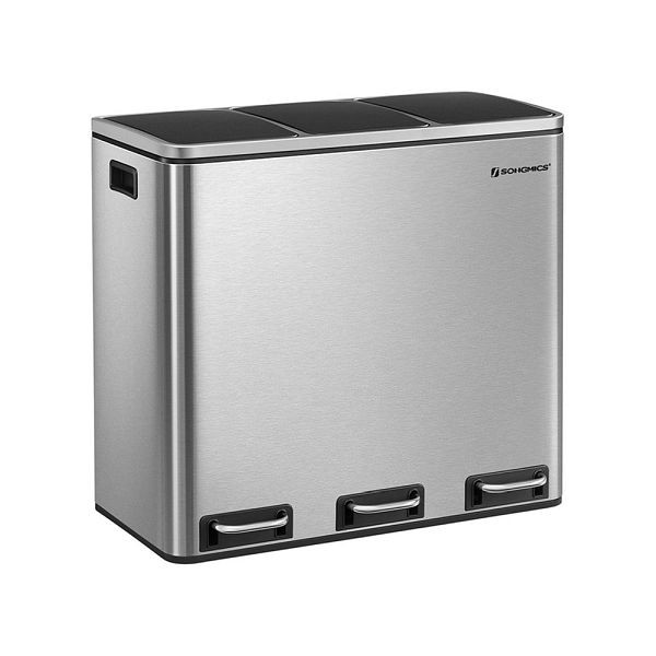 SONGMICS Mülleimer 54 Liter (3 x 18 L) Edelstahl, LTB54NL