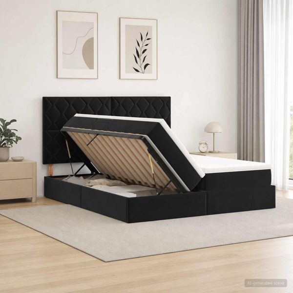 vidaXL Aufbewahrungsbett mit Kopfteil Schwarz 180 x 200 cm Samt, 3459839