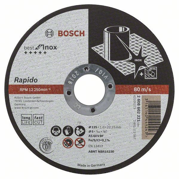 Bosch Trennscheibe gerade Best for Inox Rapido Long Life A 60 W BF 41, 125x22,23x1 mm, VE: 25 Stück, 2608602221